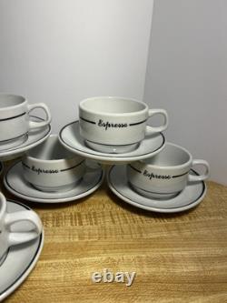 LUBIANA Poland Espresso Demitasse Cup Saucer Set of 8 White Porcelain Black Trim