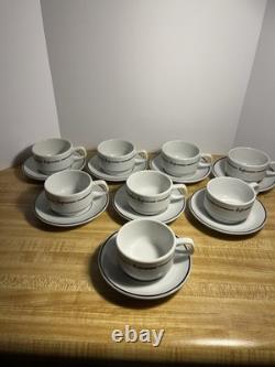 LUBIANA Poland Espresso Demitasse Cup Saucer Set of 8 White Porcelain Black Trim