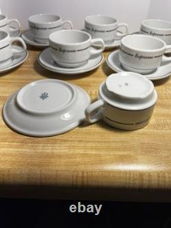 LUBIANA Poland Espresso Demitasse Cup Saucer Set of 8 White Porcelain Black Trim