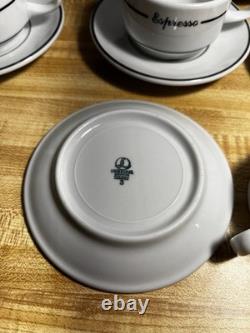 LUBIANA Poland Espresso Demitasse Cup Saucer Set of 8 White Porcelain Black Trim
