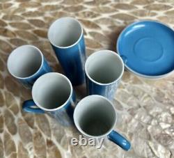 Lagardo Tackett Schmid Mid-Century Modern Porcelain 5 Espresso Cups, 2 Saucers