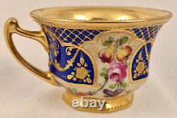 Lamm Dresden Demitasse Cup & Saucer, Ornate, Fruits & Flowers, Raised Gold