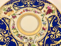 Lamm Dresden Demitasse Cup & Saucer, Ornate, Fruits & Flowers, Raised Gold