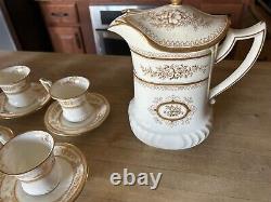 Late 19th C. Wedgwood #154623 Havelock Tea Pot with12 Demitasse/Tea Cups & Saucers