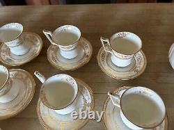 Late 19th C. Wedgwood #154623 Havelock Tea Pot with12 Demitasse/Tea Cups & Saucers