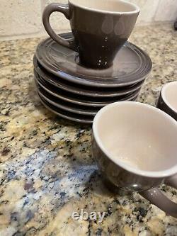 Le Creuset Set of 6 Espresso Demitasse Cups & Saucers Ombré Brown Stoneware