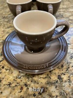 Le Creuset Set of 6 Espresso Demitasse Cups & Saucers Ombré Brown Stoneware