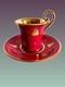 Le Tallec Golden Bees Porcelain Demitasse Cup And Saucer, 1950s France. Perfect