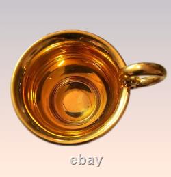 Le Tallec Golden Bees porcelain demitasse Cup and Saucer, 1950s France. Perfect