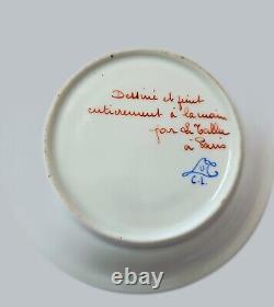 Le Tallec Golden Bees porcelain demitasse Cup and Saucer, 1950s France. Perfect