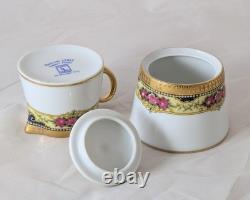 Legle LIMOGES FRANCE Tray, Demitasse Pot, 2 Cups & Saucers, Creamer, Sugar SET