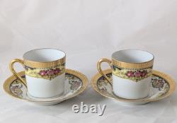 Legle LIMOGES FRANCE Tray, Demitasse Pot, 2 Cups & Saucers, Creamer, Sugar SET