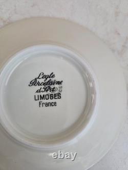 Legle Porcelain Limoges Gold Encrusted Set of 6 Demitasses & Saucers