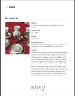 Lennox Demitasse Set Of 6 Green Backstamp Sterling Silver