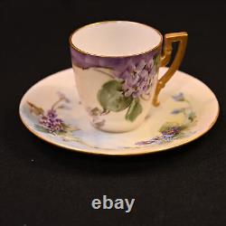 Lenox Belleek 3 Cups & 3 Saucers 3 Hand Painted Florals withGold Trim 1894-1896