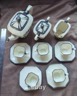 Lenox Belleek Tea set with5 cups & saucers sterling silver overlay demitasse