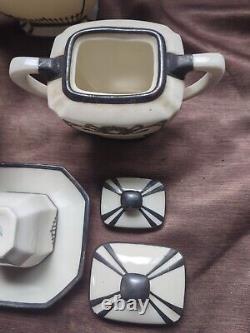 Lenox Belleek Tea set with5 cups & saucers sterling silver overlay demitasse