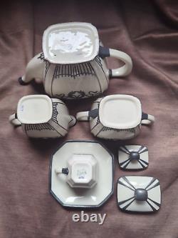 Lenox Belleek Tea set with5 cups & saucers sterling silver overlay demitasse