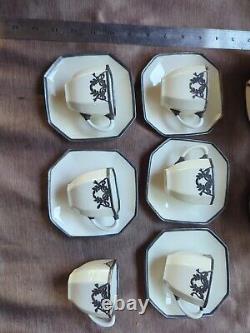 Lenox Belleek Tea set with5 cups & saucers sterling silver overlay demitasse