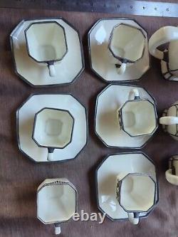 Lenox Belleek Tea set with5 cups & saucers sterling silver overlay demitasse