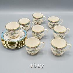 Lenox Blue Tree Demitasse Cups & Saucers Set of 8 Black Backstamp -FREE USA SHIP