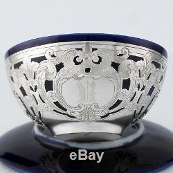 Lenox China Cobalt Demitasse Cup & Saucer Reed Barton Sterling Silver Overlay