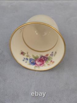Lenox Rose Demitasse Porcelain Cup Wallace Sterling Silver Saucer Set of 6