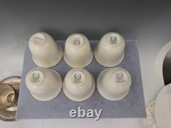 Lenox Rose Demitasse Porcelain Cup Wallace Sterling Silver Saucer Set of 6