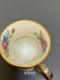 Lenox Rose Demitasse Porcelain Cups Sterling Silver Saucer & Holder (2 SETS)