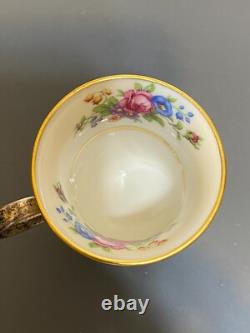Lenox Rose Demitasse Porcelain Cups Sterling Silver Saucer & Holder (2 SETS)