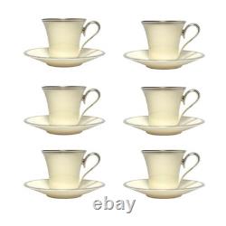 Lenox Solitaire 6 Porcelain Demitasse Espresso Cups 2 1/2 3oz & Saucers 5