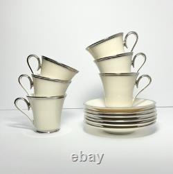 Lenox Solitaire 6 Porcelain Demitasse Espresso Cups 2 1/2 3oz & Saucers 5