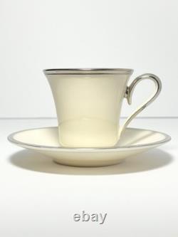 Lenox Solitaire 6 Porcelain Demitasse Espresso Cups 2 1/2 3oz & Saucers 5