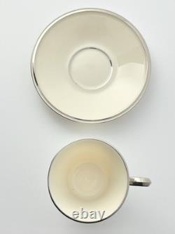Lenox Solitaire 6 Porcelain Demitasse Espresso Cups 2 1/2 3oz & Saucers 5