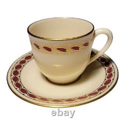 Lenox Stratford Maroon & Cream Demitasse Cup and Saucer Set Gold Trim 1306/R417R