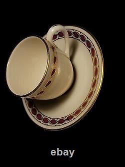 Lenox Stratford Maroon & Cream Demitasse Cup and Saucer Set Gold Trim 1306/R417R