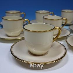 Lenox Tiffany China 1306/86 Smooth Gold Trim 8 Demitasse Cups and Saucers