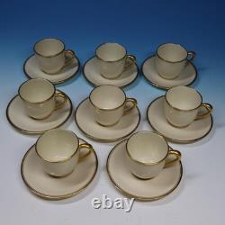 Lenox Tiffany China 1306/86 Smooth Gold Trim 8 Demitasse Cups and Saucers
