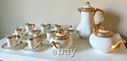 Limoge France Demitasse Set withSugar/Creamer, Tea Pot, Coffee Pot, 8 Cups/Saucers