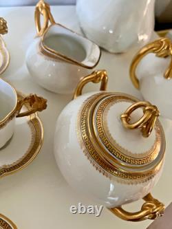 Limoge France Demitasse Set withSugar/Creamer, Tea Pot, Coffee Pot, 8 Cups/Saucers