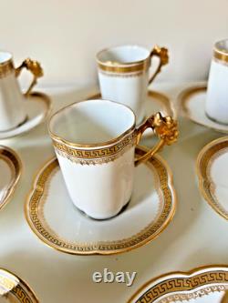 Limoge France Demitasse Set withSugar/Creamer, Tea Pot, Coffee Pot, 8 Cups/Saucers
