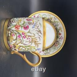 Limoges Ancienne Manufacture Royale Fleurs Des Champs Demitasse Cup & Saucer