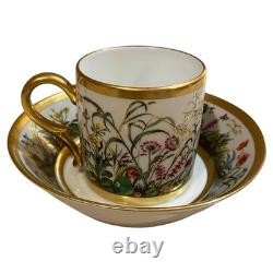 Limoges Ancienne Manufacture Royale Fleurs Des Champs Demitasse Cup & Saucer