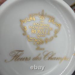 Limoges Ancienne Manufacture Royale Fleurs Des Champs Demitasse Cup & Saucer