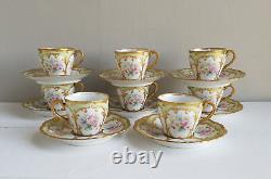 Limoges C. A. Deposé Demitasse Tea Cup And Saucer Set of Eight! Heavy Raised Gold