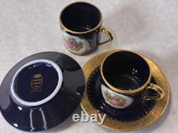 Limoges Castel Demitasse 2 Cups And 2 Saucers withCertificate of Authenticity