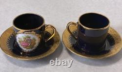Limoges Castel Demitasse 2 Cups And 2 Saucers withCertificate of Authenticity