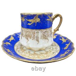Limoges Demitasse Cup, Martial Redon, Gold Birds in Flight, Belle Époque