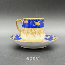 Limoges Demitasse Cup, Martial Redon, Gold Birds in Flight, Belle Époque