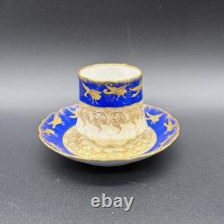 Limoges Demitasse Cup, Martial Redon, Gold Birds in Flight, Belle Époque